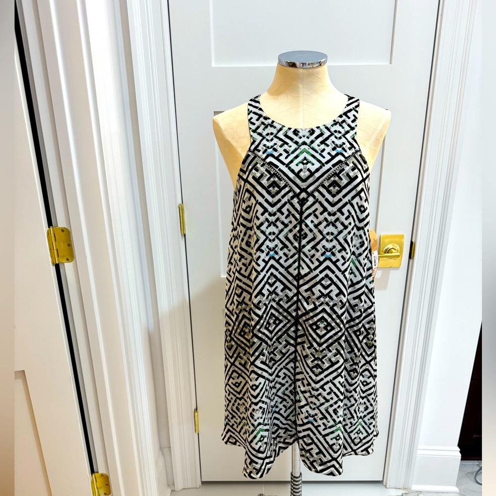 The Rachel Roy Geometric Black and White Sleeveless Dress